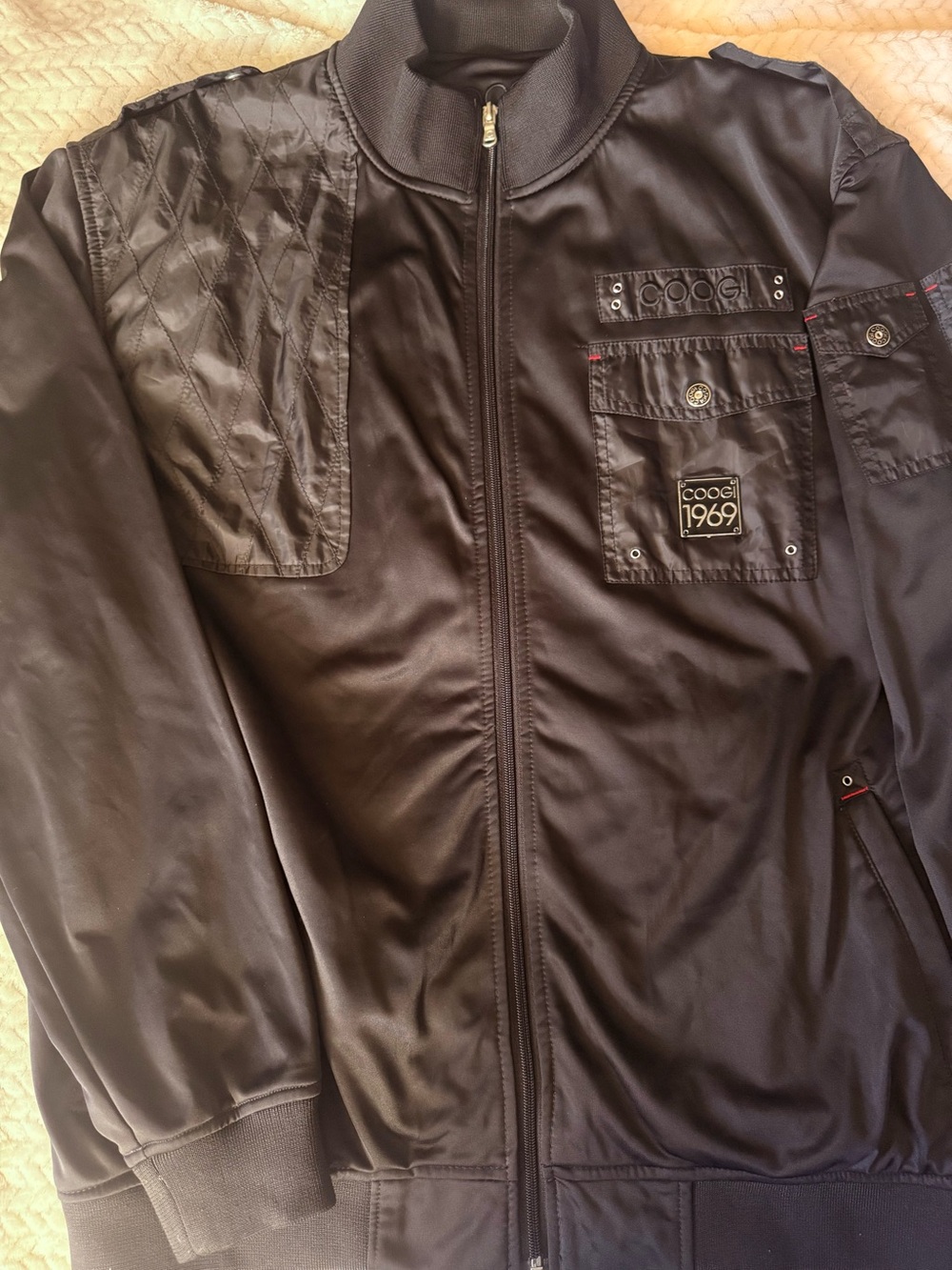 Men's Coogi Black Zip-Up Bomber Jacket #COOGI